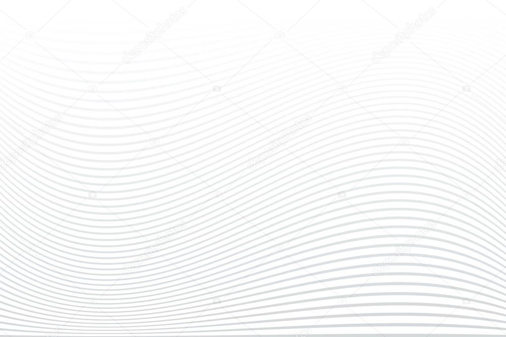 White striped background. Abstract wavy lines texture. Vector art.