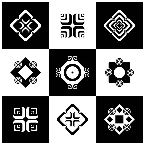 Design Elements Set Abstract Decorative Black White Icons Vector Art — Stock Vector