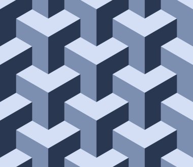 Kesintisiz geometrik izometrik desen. 3D yanılsama. Vektör sanat.