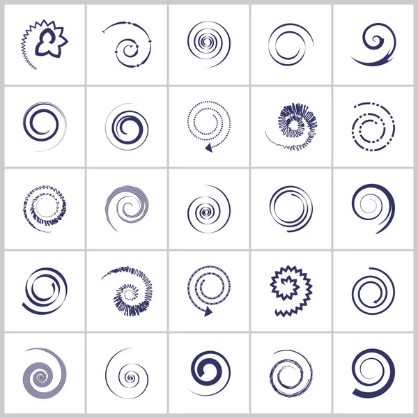 Elementos Diseño Establecidos Iconos Espiral Arte Vectorial — Archivo Imágenes Vectoriales