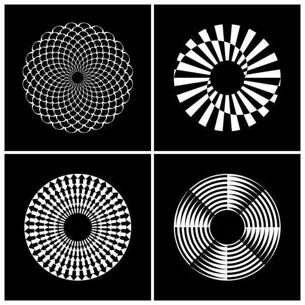 Ensemble Éléments Conception Cercle Rotation Abstraite Icônes Blanches Sur Fond — Image vectorielle