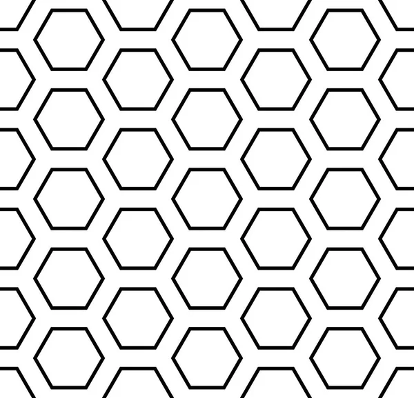 Seamless Hexagons Pattern White Black Geometric Texture Background Vector Art — Stock Vector
