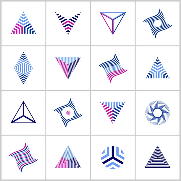 Elementos Diseño Establecidos Triángulo Círculo Formas Diamante Iconos Geométricos Rayas — Archivo Imágenes Vectoriales