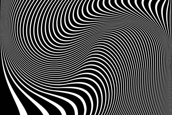 Conception Abstraite Lignes Ondulées Fond Texture Rayés Noir Blanc Art — Image vectorielle