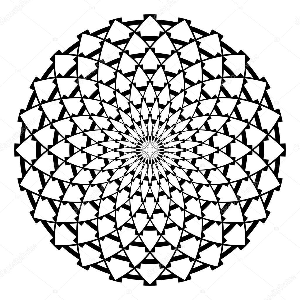 Circle design element. Abstract geometric rotation pattern. Vector art.
