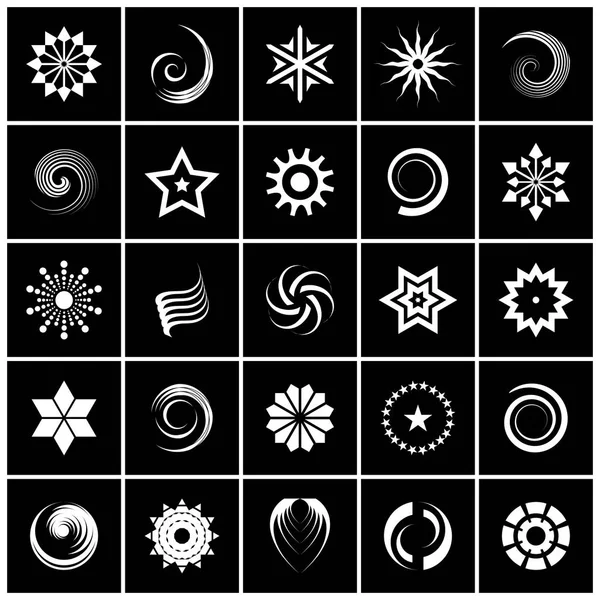 Design Elements Set Black White Icons Vector Art — Stock Vector