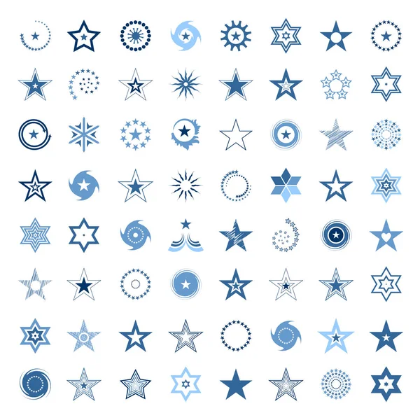 Set Van Ster Iconen Blauwe Ontwerpelementen Vector Kunst — Stockvector