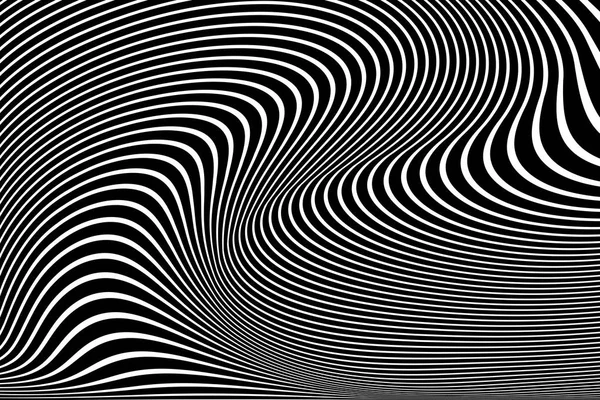 抽象的な波線をデザインします 黒と白の縞模様の背景やテクスチャー ベクター アート — ストックベクタ