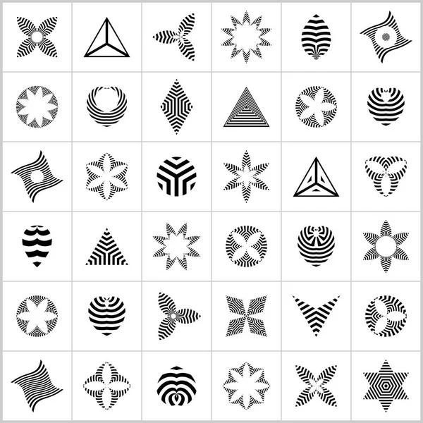Elementos Diseño Rayas Iconos Geométricos Abstractos Arte Vectorial — Vector de stock