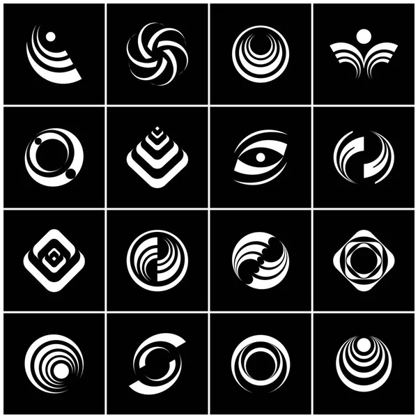 Elementos de diseño establecidos. Iconos abstractos en blanco y negro . — Archivo Imágenes Vectoriales