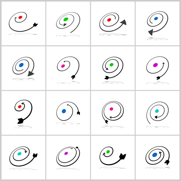 Elementos de design em espiral. Conjunto de ícones de cores abstratas . — Vetor de Stock