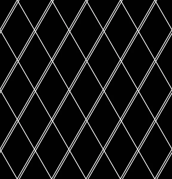 Patrón de diamantes sin costura. Textura geométrica blanca sobre bac negro — Vector de stock