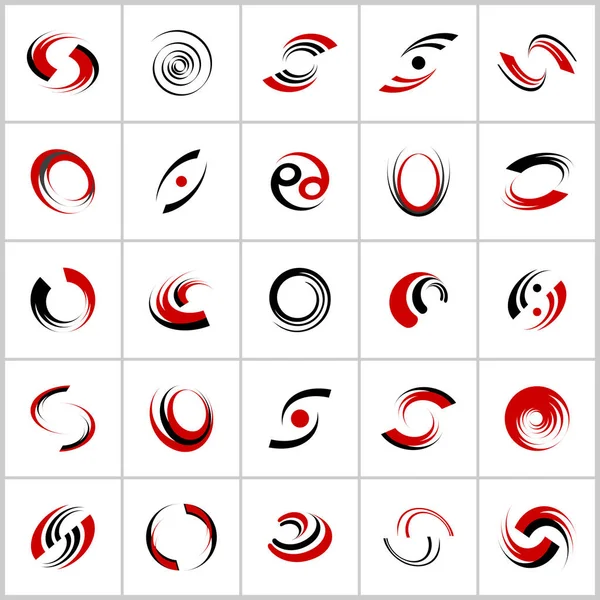 Ensemble d'éléments de conception. Rotation et mouvement en spirale. icône abstraite — Image vectorielle