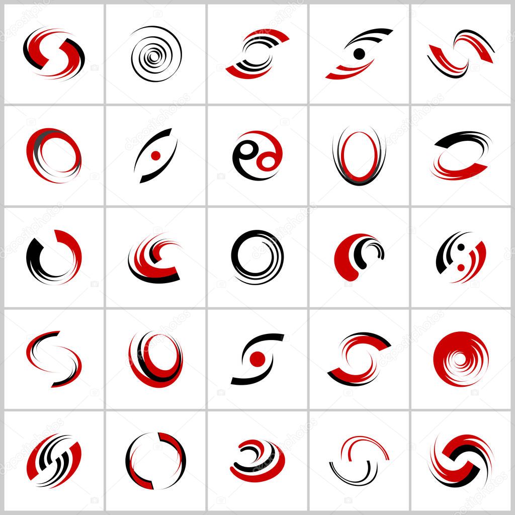 Design elements set. Rotation and spiral movement. Abstract icon