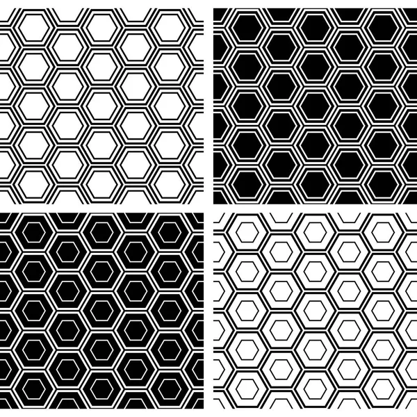 Seamless hexagons patterns set. — Stock Vector