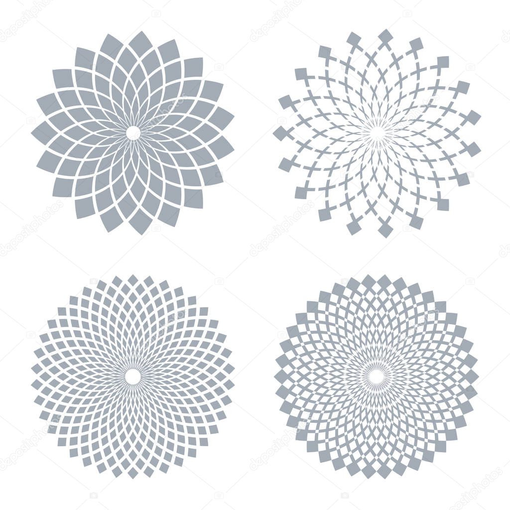 Design elements set. Abstract circle geometric patterns. 