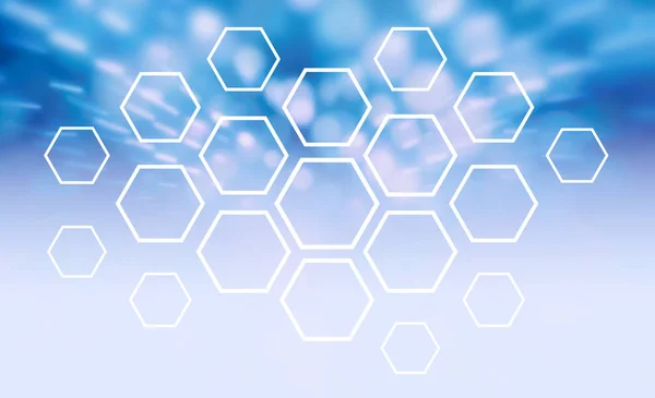 Vita hexagoner mönster på blå utrymme bakgrund. — Stockfoto
