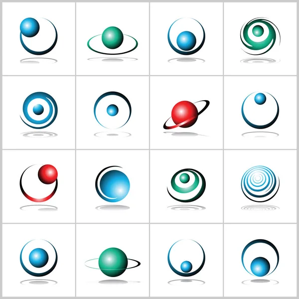 Design elements set. Sphere and spiral shapes. Abstract icons. — Stock Vector