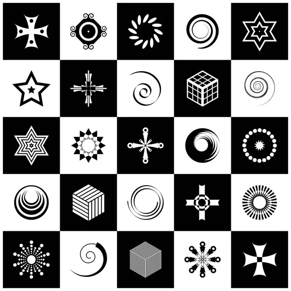 Elementos de diseño establecidos. 25 iconos en blanco y negro . — Vector de stock