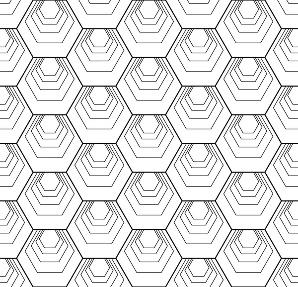 Padrão de hexágonos sem costura. Textura geométrica branca e preta e —  Vetores de Stock