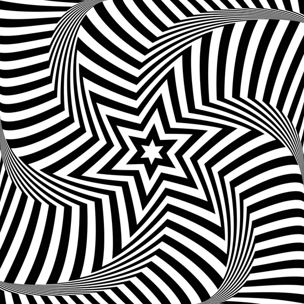 Stella e linee modello. Rorazione torsione illusione. Op art design — Vettoriale Stock