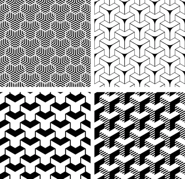 Seamless geometric patterns set. — Stock Vector