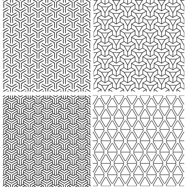 Seamless geometric patterns set. — Stock Vector