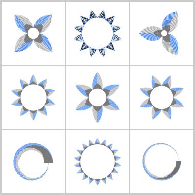 Tasarım öğeleri ayarlayın. Soyut geometrik çizgili simgeler. 
