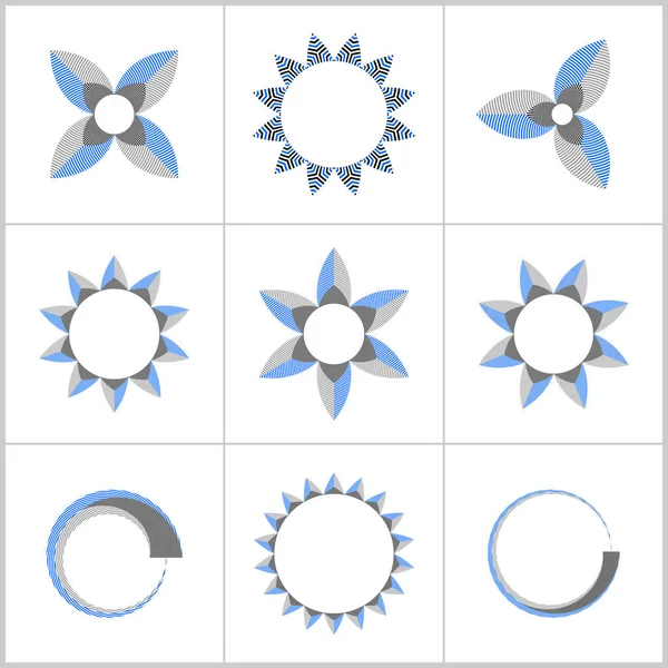 Set met ontwerpelementen. Abstracte geometrische gestreepte iconen. — Stockvector