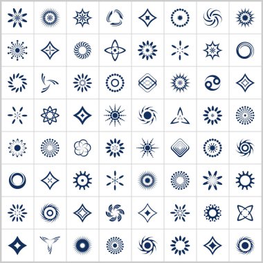 Tasarım öğeleri ayarlayın. 64 soyut simgeler. 