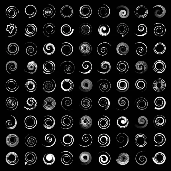 Ensemble d'éléments de conception. 81 icônes en spirale . — Image vectorielle