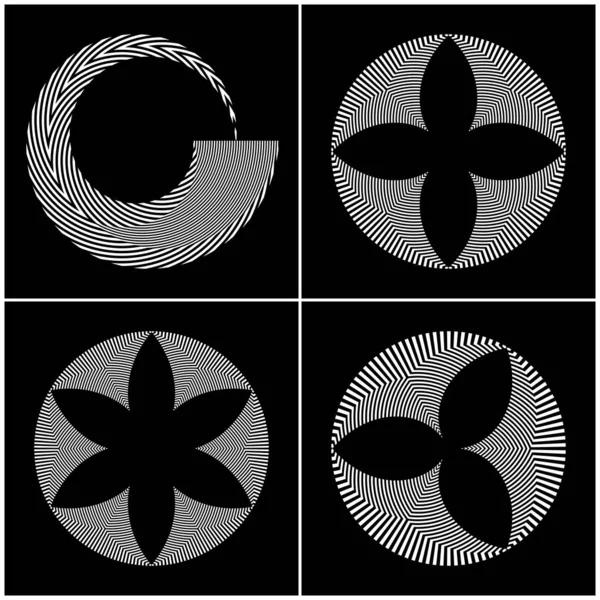 Ensemble d'éléments de conception. Icônes rayées cercle abstrait . — Image vectorielle