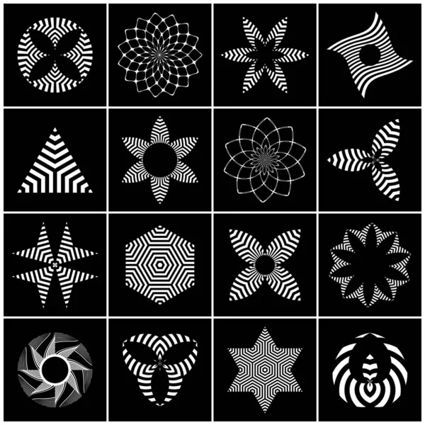 Set di elementi di design. Icone geometriche astratte a righe . — Vettoriale Stock