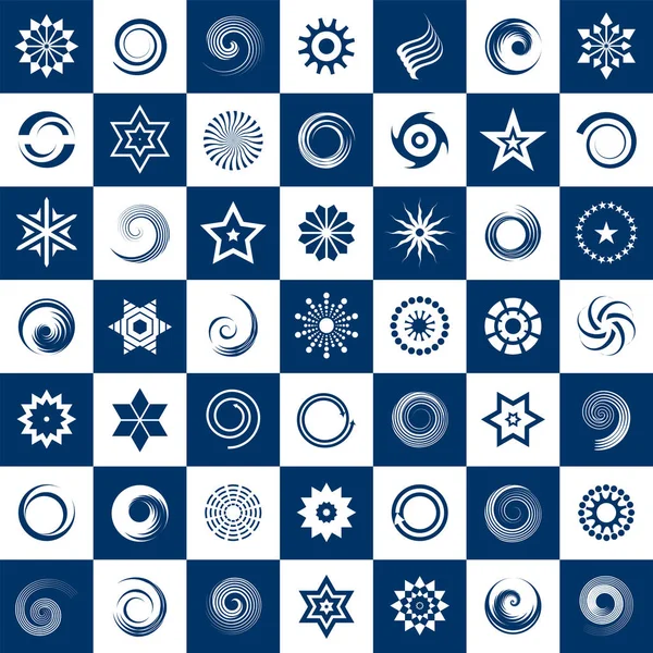 Set met ontwerpelementen. 49 abstracte geometrische iconen — Stockvector