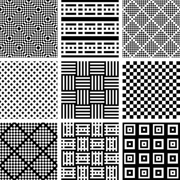 Sömlös markerade mönster uppsättning. Geometriska texturer. — Stock vektor
