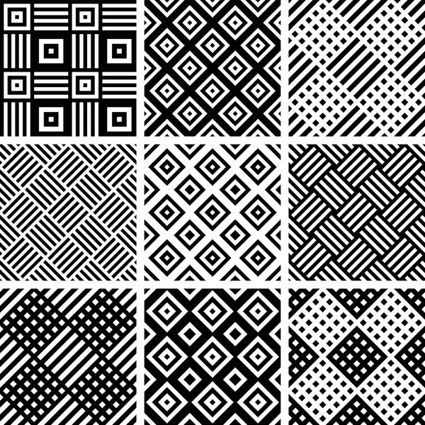 Seamless checked patterns set. Geometric textures. — Stock Vector