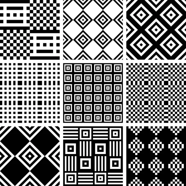 Seamless checked patterns set. Geometric textures. — Stock Vector