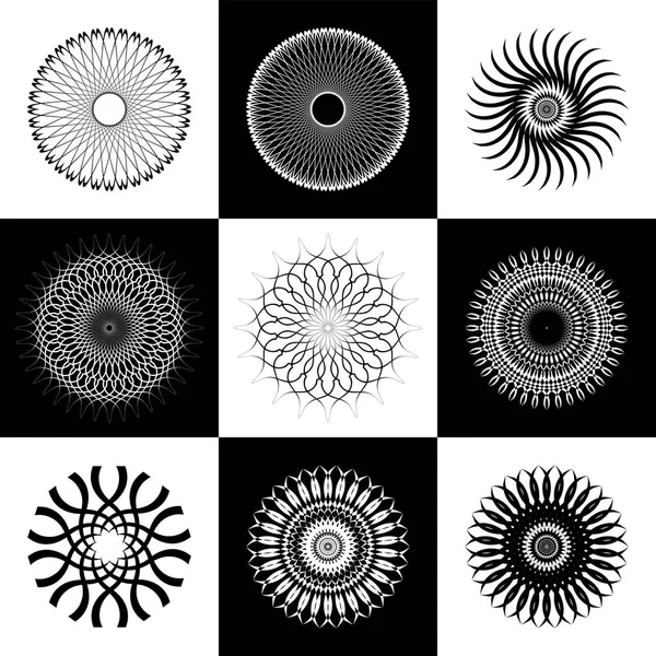 圆设计元素集。抽象几何黑色和白色 i — 图库矢量图片