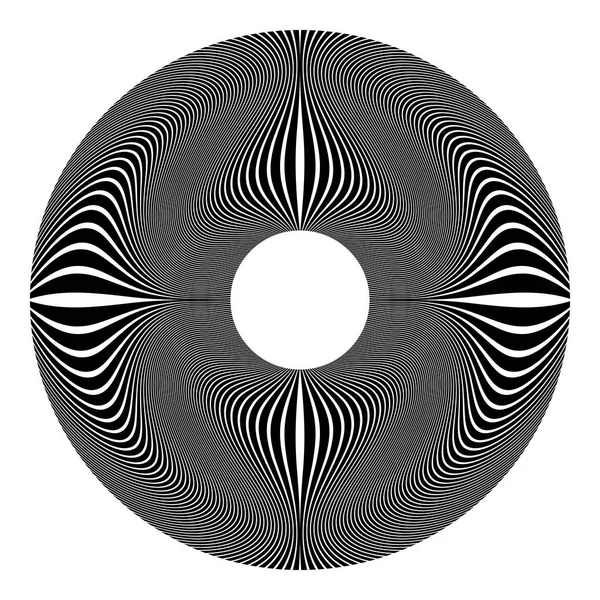 Cercle élément de conception. Modèle géométrique op art. Texture ondulée des lignes . — Image vectorielle