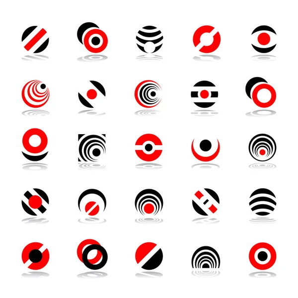 Design elements set. Abstract red and black icons. — Stock Vector