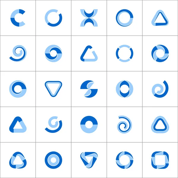설계 요소 집합. 추상적 인 파란색 기하학적 아이콘들. — 스톡 벡터