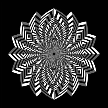 3 boyutlu geometrik tasarım elemanı. Çizgili zigzag çizgileri deseni. 