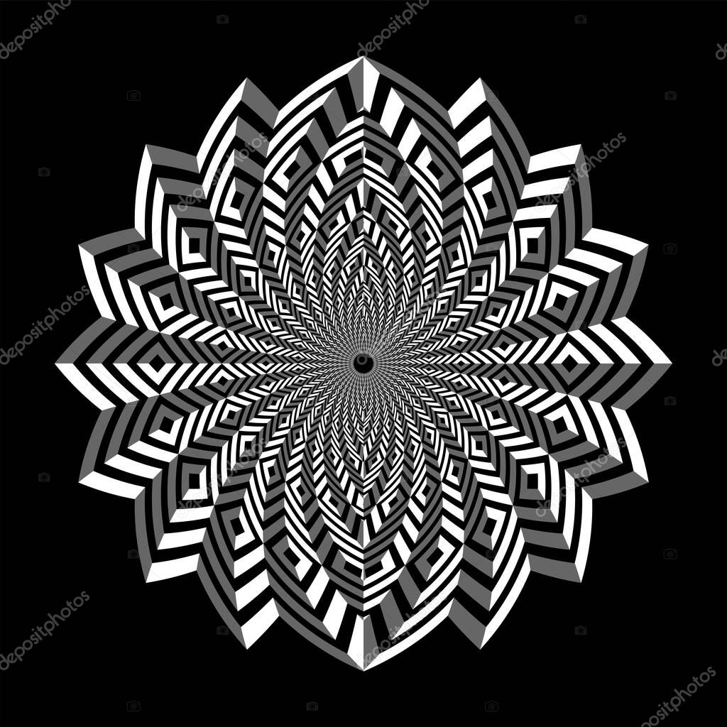 3d geometric design element. Striped zigzag lines pattern. Vector art.