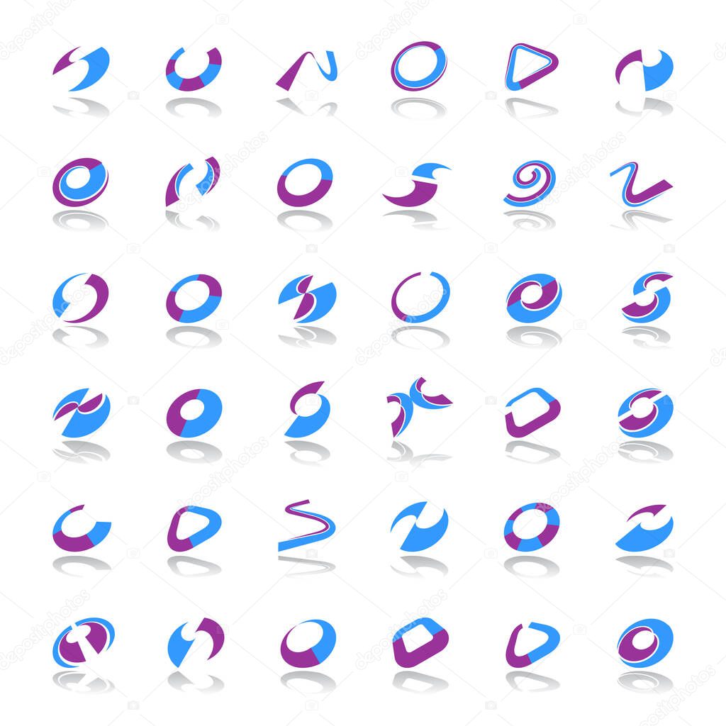 Design elements set. Abstract color geometric icons. Vector art.