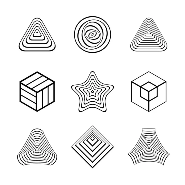 Iconos Geométricos Abstractos Ilusión Elementos Diseño Establecidos Arte Vectorial — Vector de stock