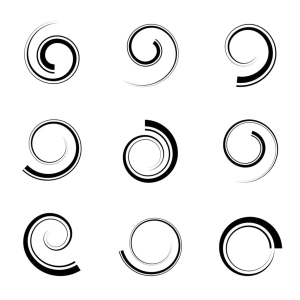 Icone Astratte Spirale Set Elementi Design Arte Vettoriale — Vettoriale Stock