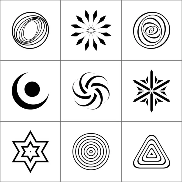 Elementos Diseño Establecidos Iconos Geométricos Abstractos Arte Vectorial — Vector de stock