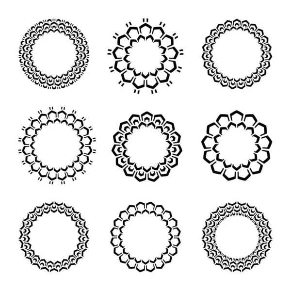 Cirkel Frame Pictogrammen Ontwerpelementen Ingesteld Vectorkunst — Stockvector