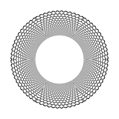 Çember çerçeve. Soyut geometrik dönüş deseni. Dekoratif tasarım öğesi. Vektör sanatı