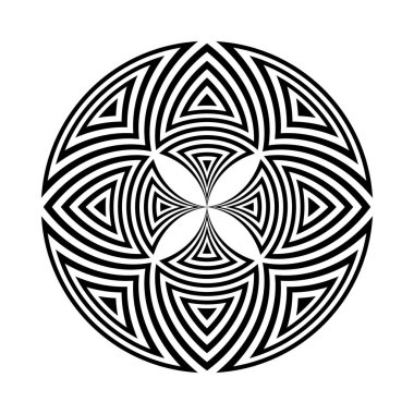 Çember şeklinde soyut desen. Dekoratif tasarım öğesi. Vektör sanatı.